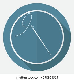 Icon Needle on white circle with a long shadow