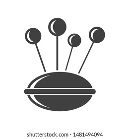Icon of needles in the pillow. Vector on a white background.