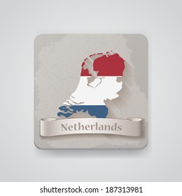 Icon of Netherlands map with flag. Vector illustration