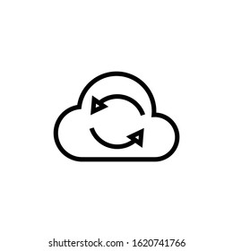 icon of Network, Cloud, Internet in outline, lineart style on white background