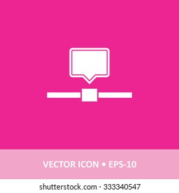 Icon of Network Computer on Magenta Color Background. Eps-10.