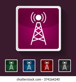 Icon of Network Tower on Multicolored Squares. Eps-10.