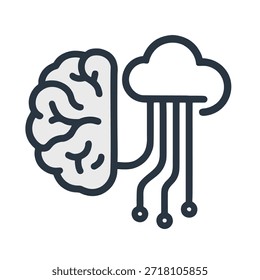 Icon Neural Interface: A brain icon subtly connected to a cloud with flowing data streams.