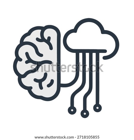 Icon Neural Interface: A brain icon subtly connected to a cloud with flowing data streams.