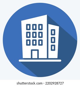 Icon New Building. geeignet für Bildungs-Symbol. langer Schattenstil. einfaches Design bearbeitbar. Designvorlage, Vektor. einfache Abbildung