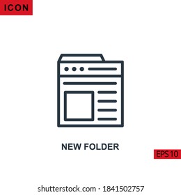 Icon New folder. Outline, line or linear vector icon symbol sign collection for mobile concept and web apps design.