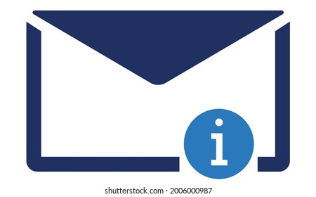 Symbol des neuen Briefumschlags. Weißer Briefumschlag mit Informationszeichen. Symbol des Briefumschlags. Vektorgrafik