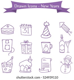 Icon of New Year and Merry Christmas element