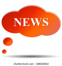Icon of news in the form of cloud on a white background