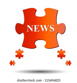 Icon of news in the form of puzzle on a white background