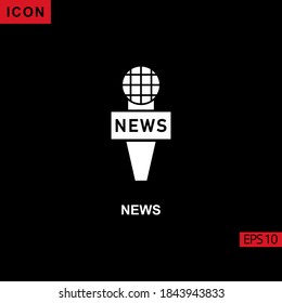 Icon News with Mic . Filled, glyph or flat vector icon symbol sign collection for mobile concept and web apps design.