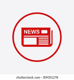  Icon of newspaper. Flat design. 