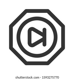 Icon next button in line style. vector illustration and editable stroke. Isolated on white background.