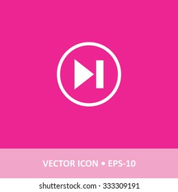 Icon of Next Track on Magenta Color Background. Eps-10.