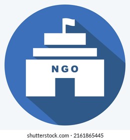 Icon NGO Building. suitable for Community symbol. long shadow style. simple design editable. design template vector. simple symbol illustration