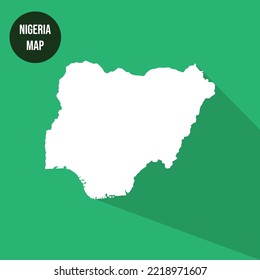 Icon Nigeria White Map with Shadow Vector 