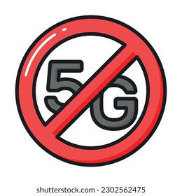 Icono de red sin 5G en estilo moderno, icono fácil de usar