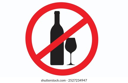 icon No Alkohol, No alcohol vector icon. No drink vector illustration. no alcohol vector signs. Do not drink alcohol in this area,