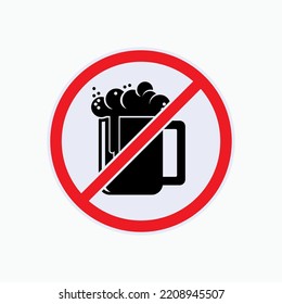Icon No Beer. Non Alcoholic Beverages, Symbol No Liquor.