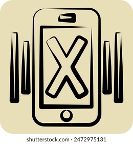 Icon No Cell Phone. related to Airport symbol. hand drawn style. simple design illustration