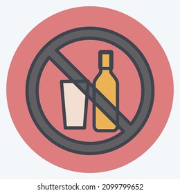 Icon No Drinks - Color Mate Style - Simple illustration,Design Icon vector, Good for prints, posters, advertisements, announcements, info graphics, etc.