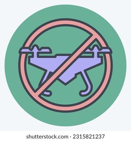 Icon No Drone Zone. related to Drone symbol. color mate style. simple design editable. simple illustration