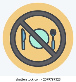 Icon No Food - Color Mate Style - Simple illustration,Design Icon vector, Good for prints, posters, advertisements, announcements, info graphics, etc.