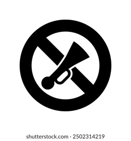 icon no horn road sign, symbol of prohibition of honking. vector isolated on white background, simple and modern design.