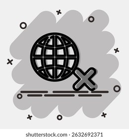 Icon no internet. Internet network elements. Icon in comic style.