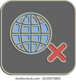 Ícone na Internet. Elementos de rede da Internet. Ícone no estilo em alto-relevo.
