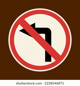 Icon no left turn. Sign vector clipart