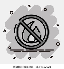 Symbol keine offene Flamme. Elemente der Ölindustrie. Symbol im Comic-Stil.