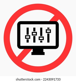 Symbol ohne Einstellungen. Stellen Sie den Monitor nicht ein. Ändern Sie die Einstellungen nicht. Einfache Installation. Vektorsymbol.