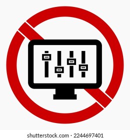 Icon no settings. Do not adjust the monitor. Do not change settings. Easy installation. Vector icon.