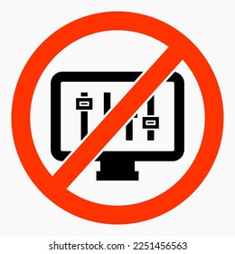 Icon no settings. Do not adjust the monitor. Do not change settings. Easy installation. Vector icon.