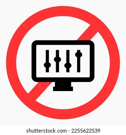Icon no settings. Do not adjust the monitor. Do not change settings. Easy installation. Vector icon.