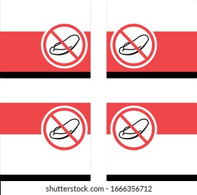 icon NO SLIPPER on red white black frame, border is cruve, icon no slipper in left or right position, sign for Warning