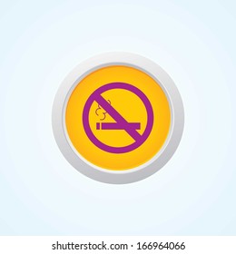Icon of No Smoking on Button. Eps-10.