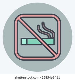 Icon No Smoking. related to Public symbol. color mate style. design editable