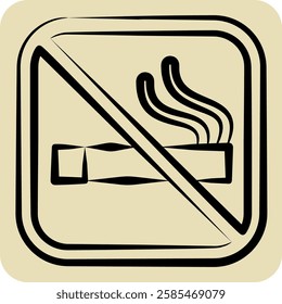 Icon No Smoking. related to Public symbol. hand drawn style. design editable