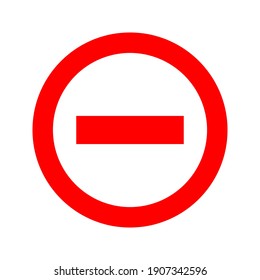 Icon No or stop, danger red symbol isolated on white background. Vector restriction, 