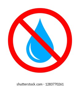 Icon no water drop. Isolated prohibiting sign on white background. Vector illustration.