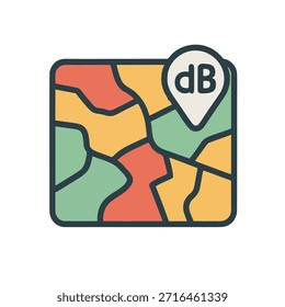 Icono "Mapeo de contaminación acústica": un mapa con áreas coloreadas de acuerdo con los niveles de ruido (dB).