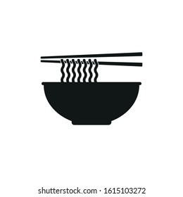 Icon of noodles and cups with sticks. Simple vector illustration.