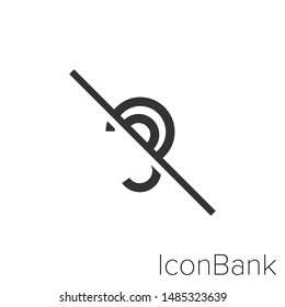 Icon not hear in black and white Illustration.