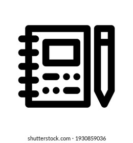 Icon note book with style outline