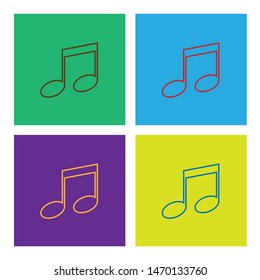 Icon note music  contour four piece brown red orange blue