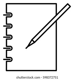 icon notebook and pen black contour of vector illustration