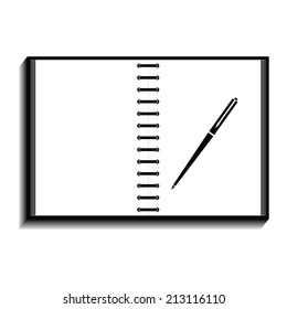 Icon notebook and pen on white background
