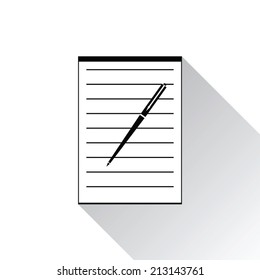 Icon notebook and pen on white background